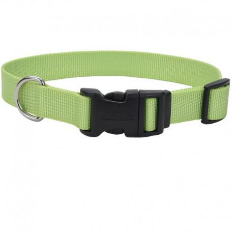 COASTAL 5/8" x 10-14" ADJUSTABLE DOG COLLAR w/PLASTIC BUCKLE LIME