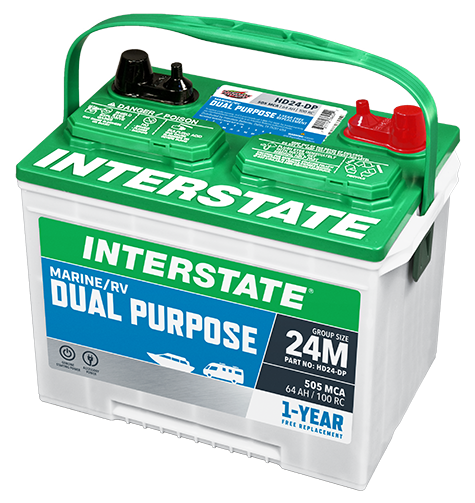 INTERSTATE DUAL PURPOSE RV/MARINE BATTERY HD24-DP (GROUP SIZE 24MDP) - NO SHIPPING