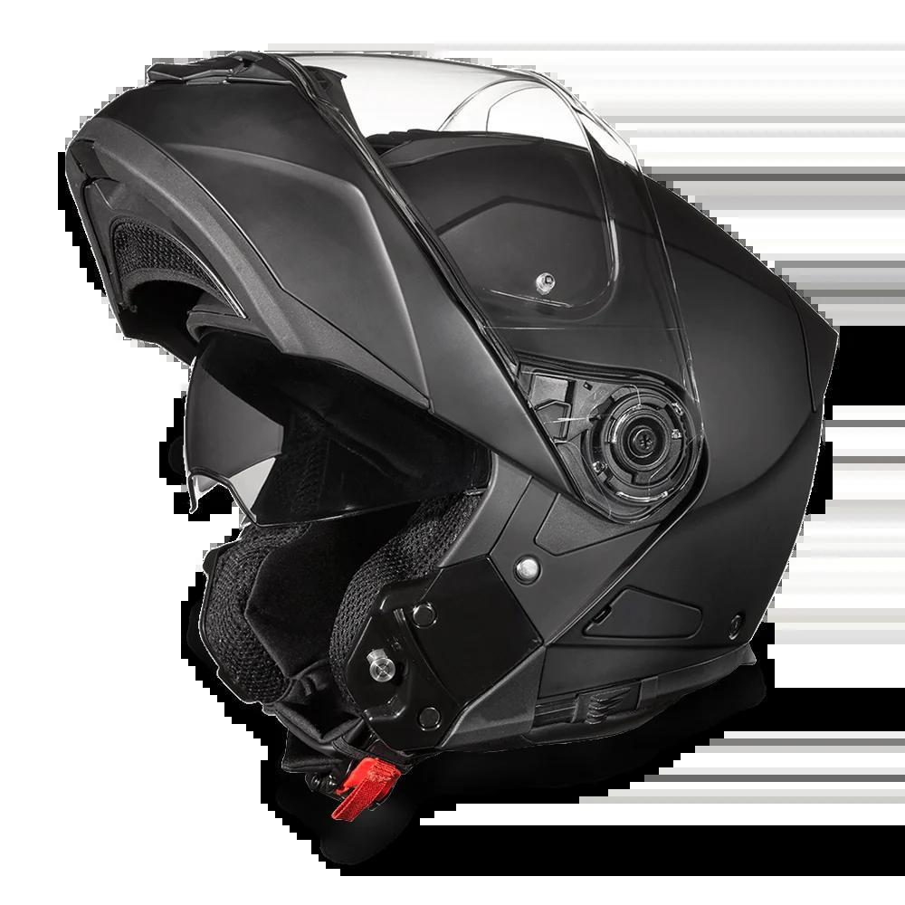 Daytona Glide Modular Motorcycle Helmet - DOT Approved, Bluetooth Ready, Dual Visor, Men/Women/Youth - Dull Black