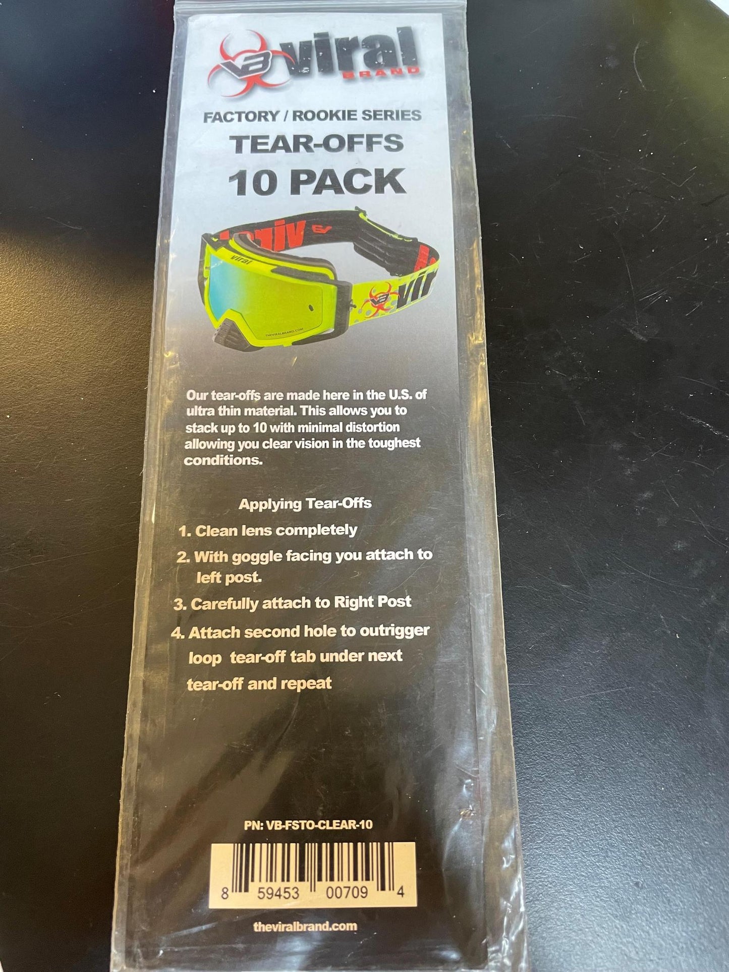 VIRAL BRAND TEAR-OFFS 10 PACK FACTORY / ROOKIE SERIES VB-FSTO-CLEAR-10