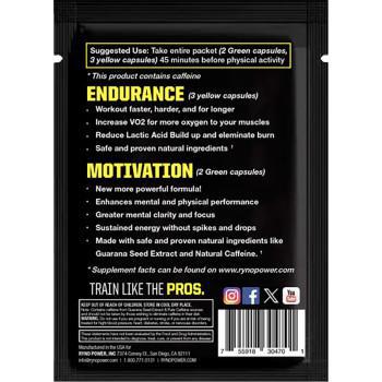 RYNO POWER Pre-Race / Pre-Workout Supplement Combo Pack - 1 PACK SMP-PRERACE-12