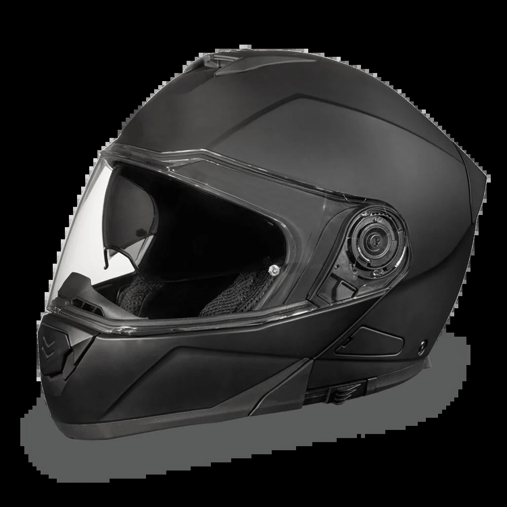 Daytona Glide Modular Motorcycle Helmet - DOT Approved, Bluetooth Ready, Dual Visor, Men/Women/Youth - Dull Black