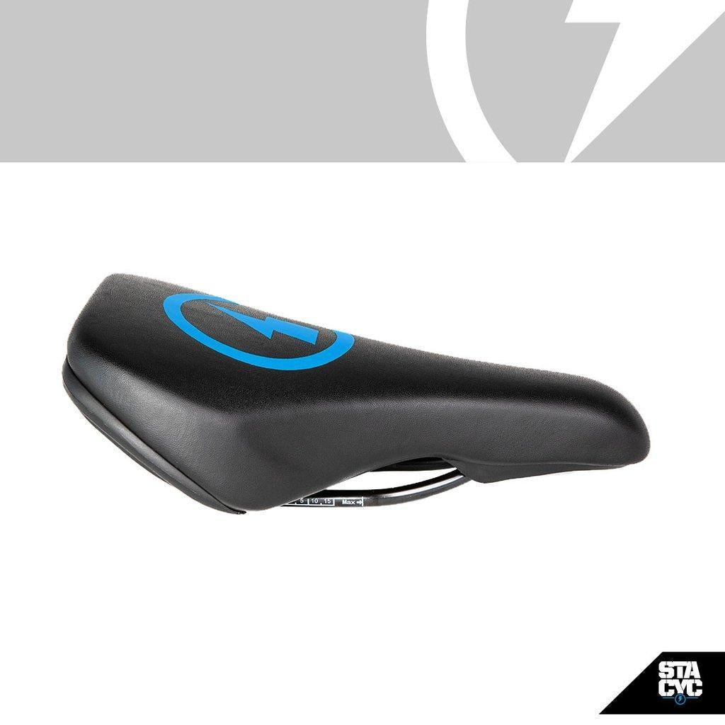 STACYC BOLT LOGO SEAT/SADDLE - CYAN 212023