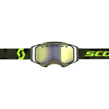 SCOTT Prospect Snow Cross Goggle - Khaki Green/Neon Yellow - Dual Pane - Enhancer Yellow Chrome Lens   272846-7701335