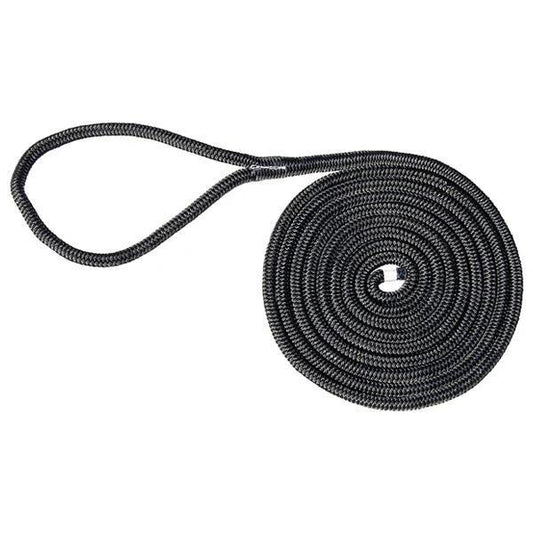 Marpac Premier Double Braided Nylon Dock Line - 1/2 Inch x 15 Feet - Black   7-6223