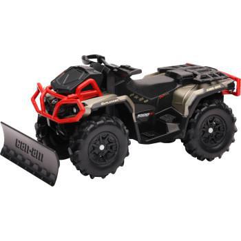 NEW RAY TOYS Can-Am Outlander w/ Snow Plow - 1:18 Scale - Black/Brown/Red - with Plow   07383