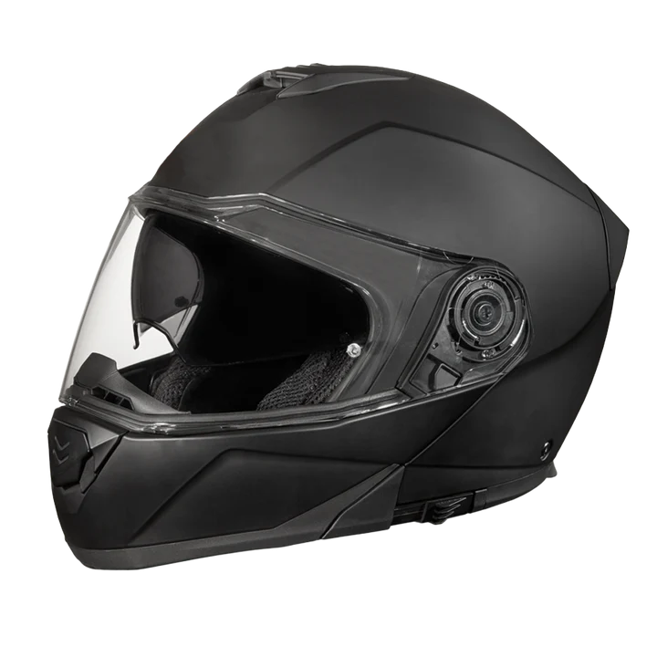Daytona Glide Modular Motorcycle Helmet - DOT Approved, Bluetooth Ready, Dual Visor, Men/Women/Youth - Dull Black