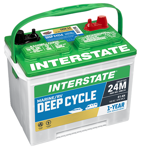 INTERSTATE BATTERY SRM-24 MARINE/RV DEEP CYCLE  CCA 550 MCA 690 RC 140 HD24MDC-1 (GROUP SIZE 24MDC)