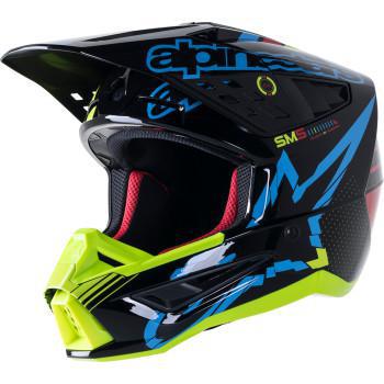 ALPINESTARS SM5 Helmet - Action - Gloss Black/Blue/Fluo Yellow  8306122-1757