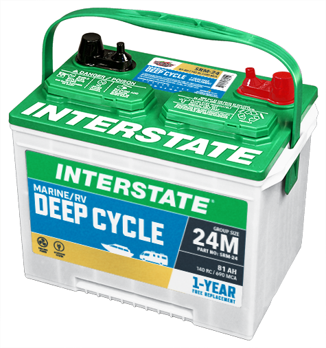 INTERSTATE BATTERY SRM-24 MARINE/RV DEEP CYCLE  CCA 550 MCA 690 RC 140 HD24MDC-1 (GROUP SIZE 24MDC)