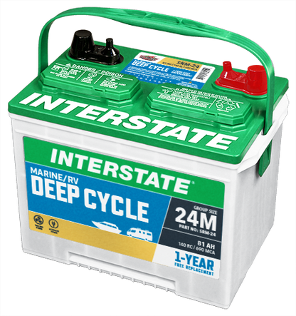 INTERSTATE BATTERY SRM-24 MARINE/RV DEEP CYCLE  CCA 550 MCA 690 RC 140 HD24MDC-1 (GROUP SIZE 24MDC)