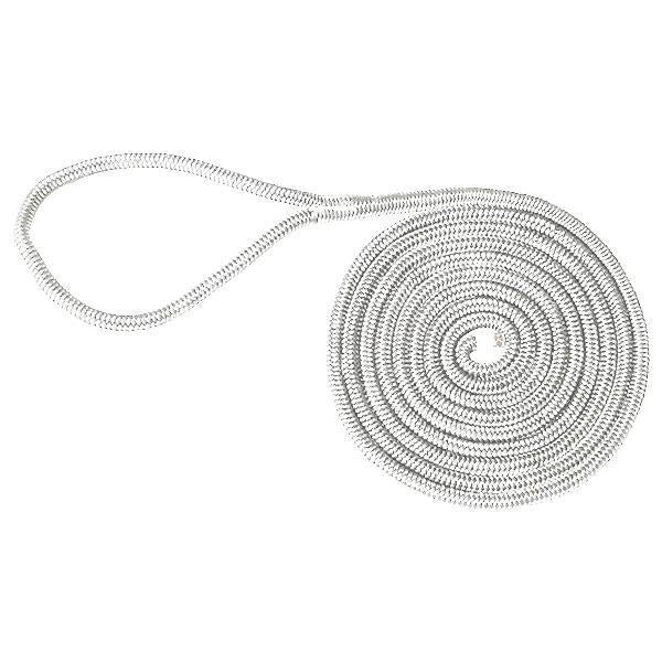 MARPAC Premier Double Braided Nylon Dock Line - 1/2 Inch x 15 Feet - White - WHITE  7-6303