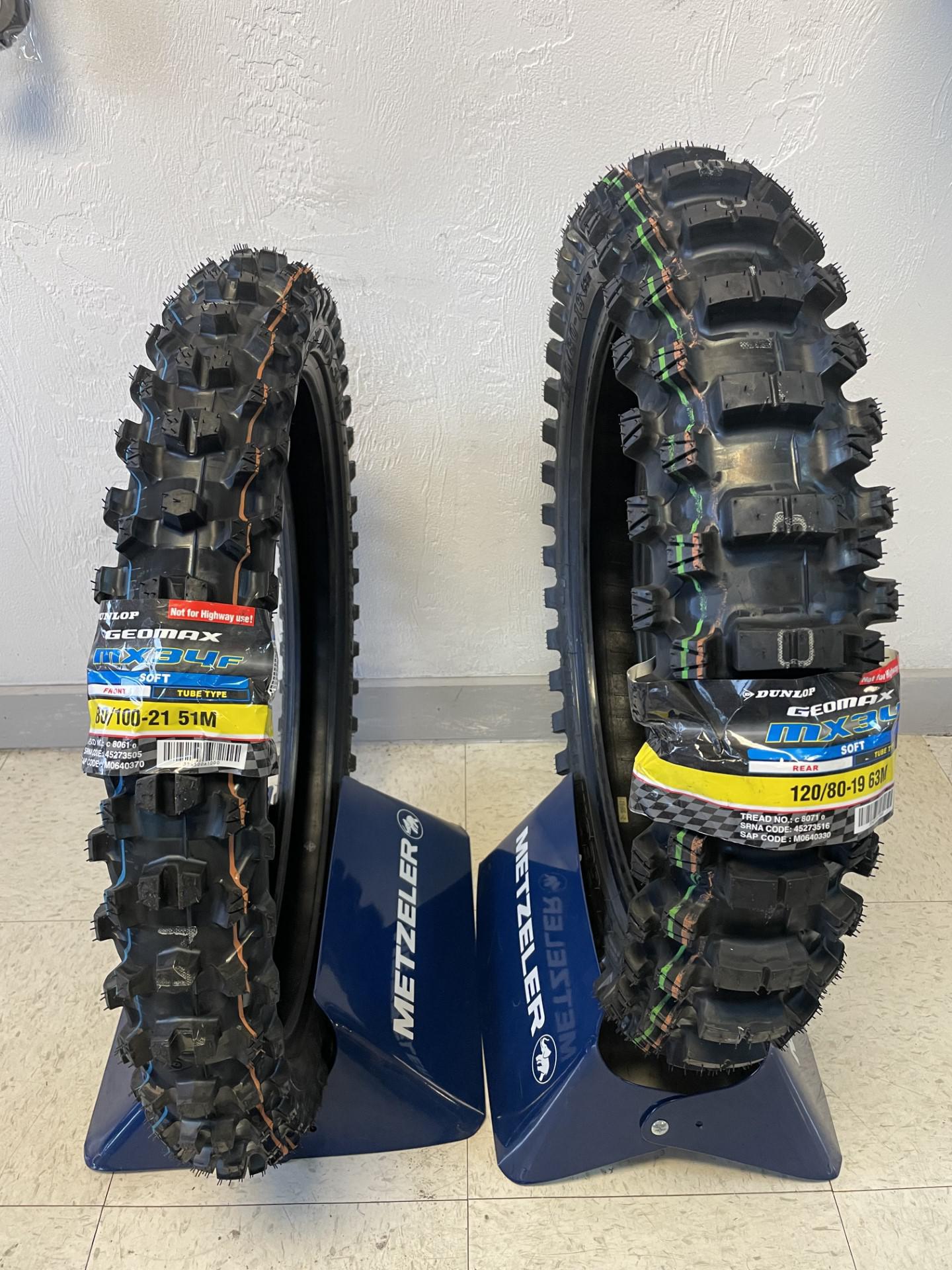 DUNLOP TIRE SET - Geomax MX34 - Front 80/100-21 & Rear - 120/90-19