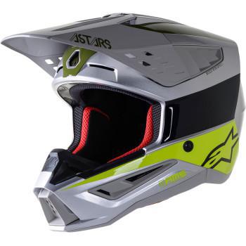 ALPINESTARS SM5 Helmet - Bond - Silver/Yellow/Green - Large  8303522-1956-LG