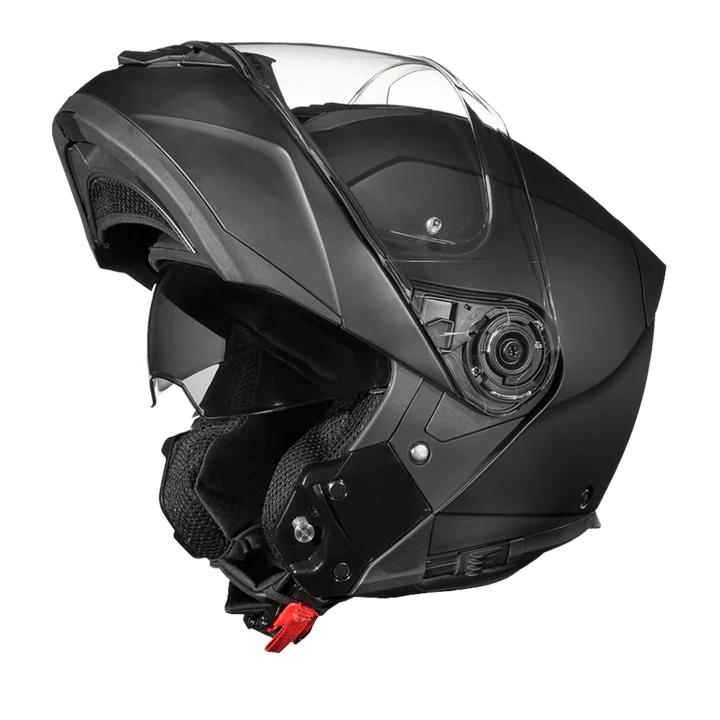 Daytona Glide Modular Motorcycle Helmet - DOT Approved, Bluetooth Ready, Dual Visor, Men/Women/Youth - Dull Black