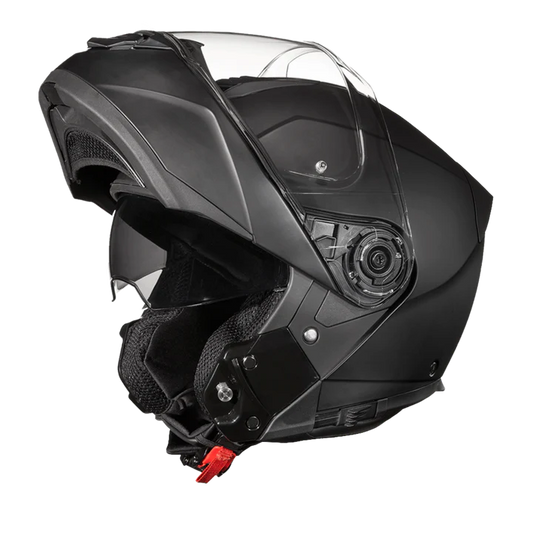 Daytona Glide Modular Motorcycle Helmet - DOT Approved, Bluetooth Ready, Dual Visor, Men/Women/Youth - Dull Black