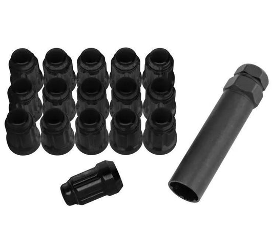 QUADBOSS SPLINE LUG NUTS SET OF 16 - 12mm x 1.25 BLACK   608817