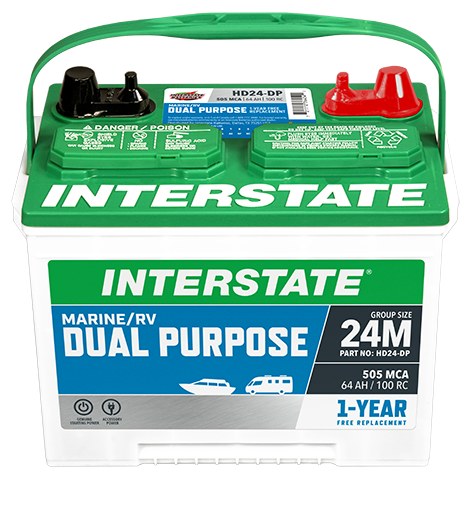 INTERSTATE DUAL PURPOSE RV/MARINE BATTERY  HD24-DP  (GROUP SIZE 24MDP) - NO SHIPPING