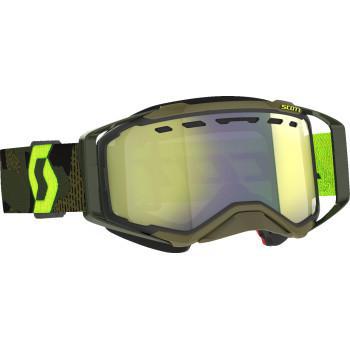 SCOTT Prospect Snow Cross Goggle - Khaki Green/Neon Yellow - Dual Pane - Enhancer Yellow Chrome Lens   272846-7701335