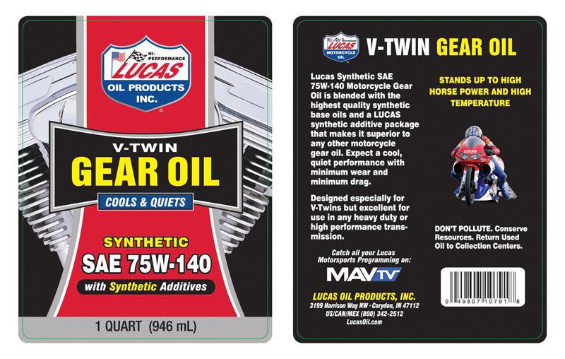 LUCAS V-TWIN SYNTHETIC GEAR OIL 75W-140 1 QUART