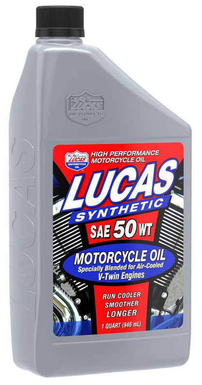 LUCAS OIL SAE 50W SYNTHETIC V-TWIN MOTORCYCLE OIL 1 QUART