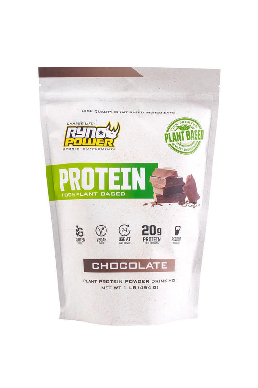 RYNO POWER Plant-Based Protein Powder - Chocolate - 1 lb - 10 Servings