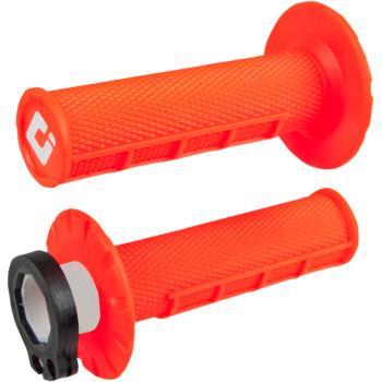 ODI V2 Waffle Lock-On Grips - MX - Half Waffle - Fluorescent Orange   H36HWO